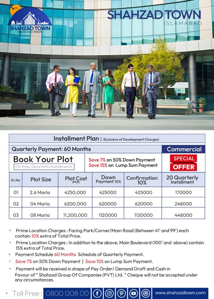 Shahzad Town Islamabad Payment Plan